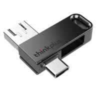 联想（thinkplus）U盘 16G32G64G128G USB Typc-C MU100（金属） 灰色 64GB